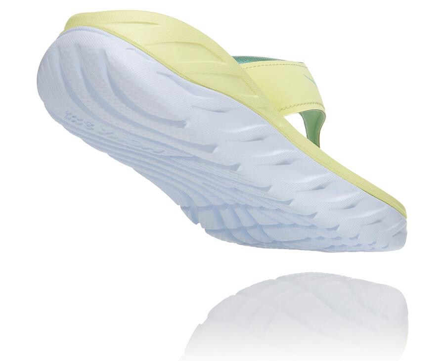 Hoka Australia One One ORA Recovery Flip - Womens Sandals Yellow/White - HSRJX-9604